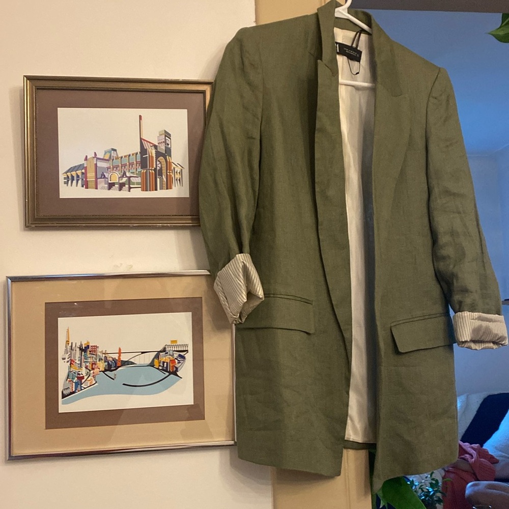 Zara linen blend open front blazer